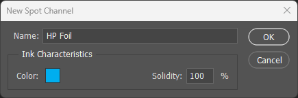 HP Foil Spot Channel Dialog