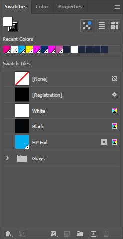 Swatches Panel with HP Foil