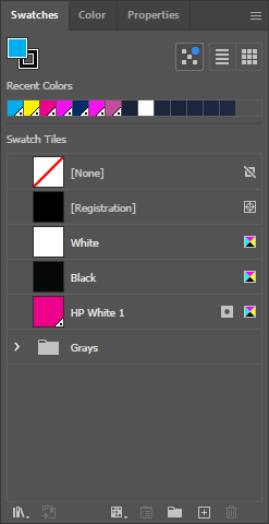 Swatches Panel with HP White 1